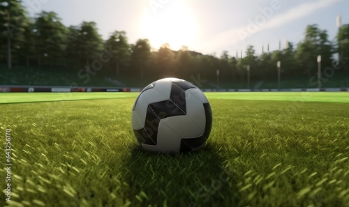 The ball on the grass footb...