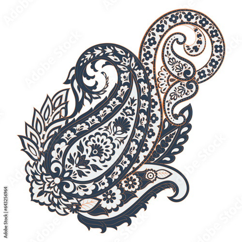 Damask Paisley Floral oriental vector Isolated Pattern