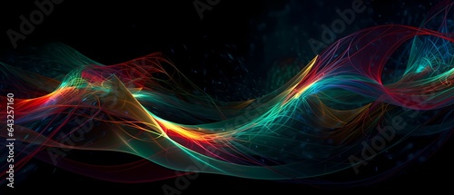 Abstract wave lines flowing dynamic in colorful spectrum colors isolated on b...