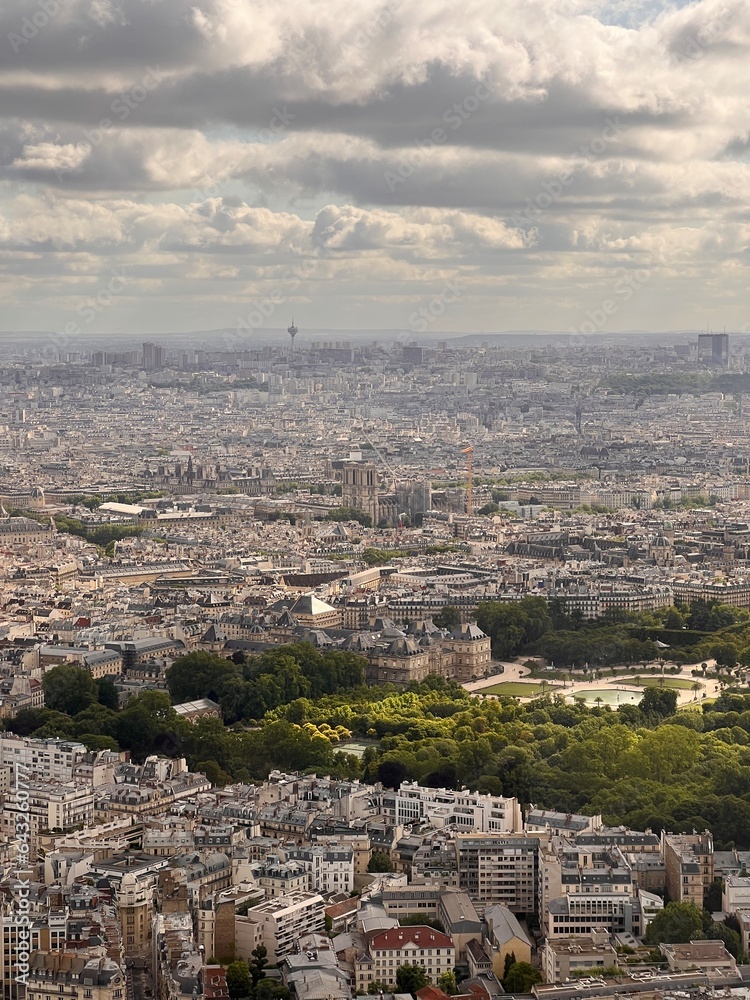 Hazy view of the city of Paris