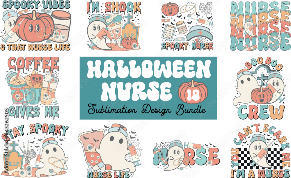 Obraz premium Halloween Nurse Sublimation Design Bundle