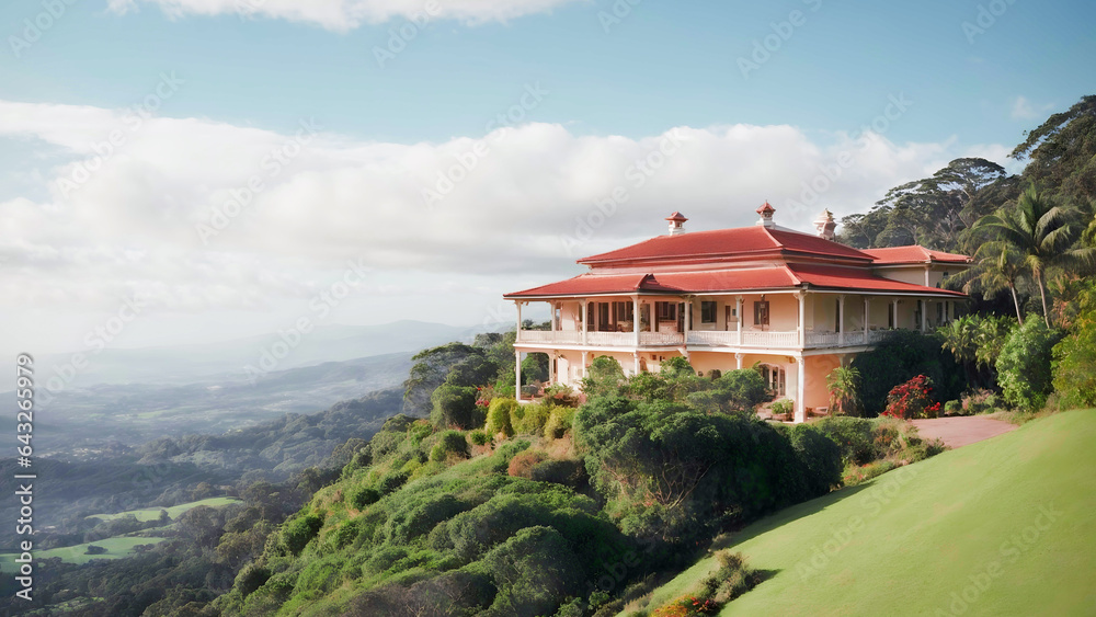 Old nice looking bungalow on top of a mountain