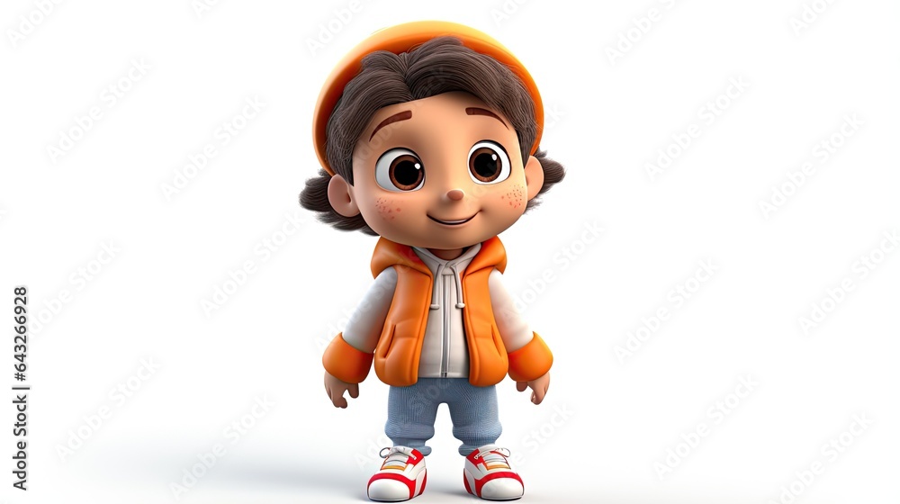 3d girl kid cartoon character smile 