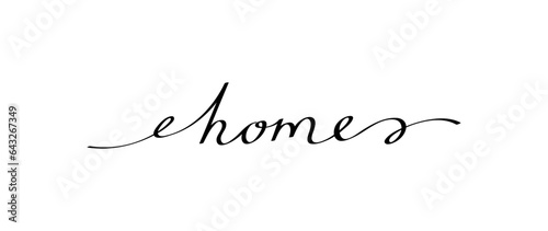 Home handwritten phrase with smooth lines. Calligraphy continuous line with word home usable for poster, printing, card, banners, t-shirt. Doodle vector graphic design photo