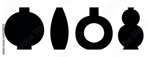  set of vases. vase silhouettes collection, various black abstract vases
