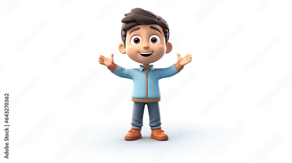 3D cute boy cartoon character