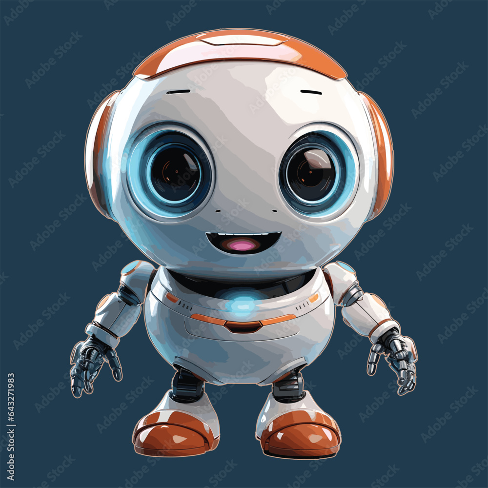 Cute bot say users hello robot concept vector illustration
