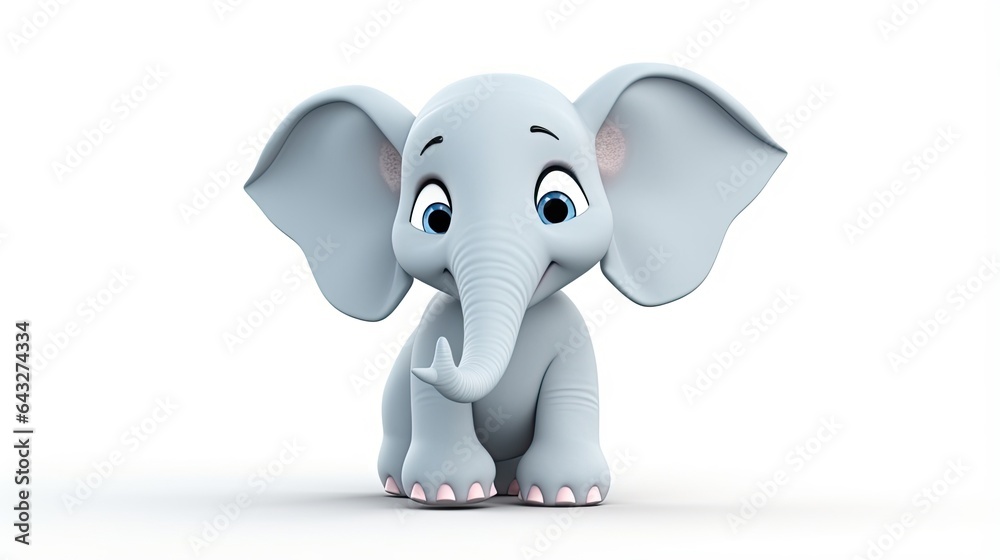 3D elephant animal cartoon character