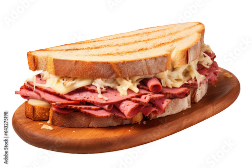 Grilled Reuben Sandwich Isolated on a Transparent Background