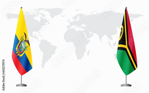 Ecuador and Vanuatu flags for official meeting