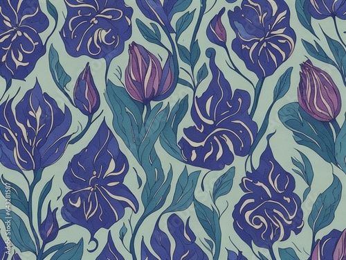 Timeless Elegance: Blue Floral Victorian Pattern Vintage Wallpaper