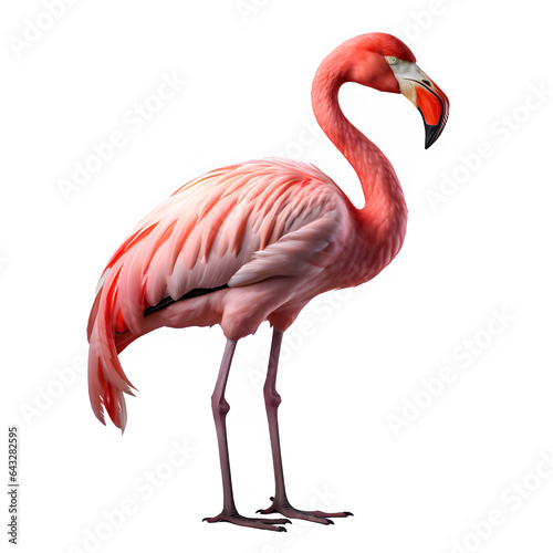 pink flamingo bird isolated on transparent background ,exotic flamingo cut out png ,generative ai © sipalingPNG