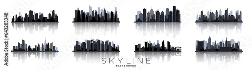 Cityscapes. Urban panorama cityscape skyline building silhouettes
