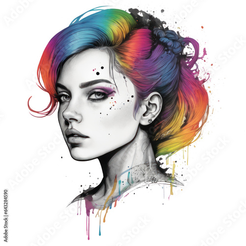 inkpunk illustration of a female head