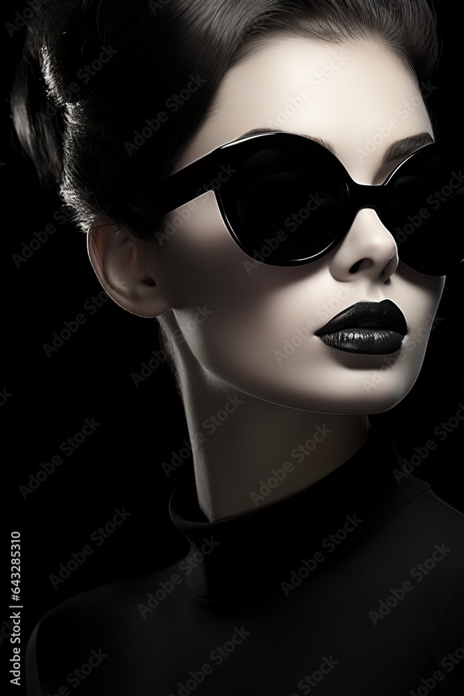 Elegant Portrait Young Beautiful Woman wearing sunglasses Elegant Portrait Young Beautiful Woman wearing sunglasses