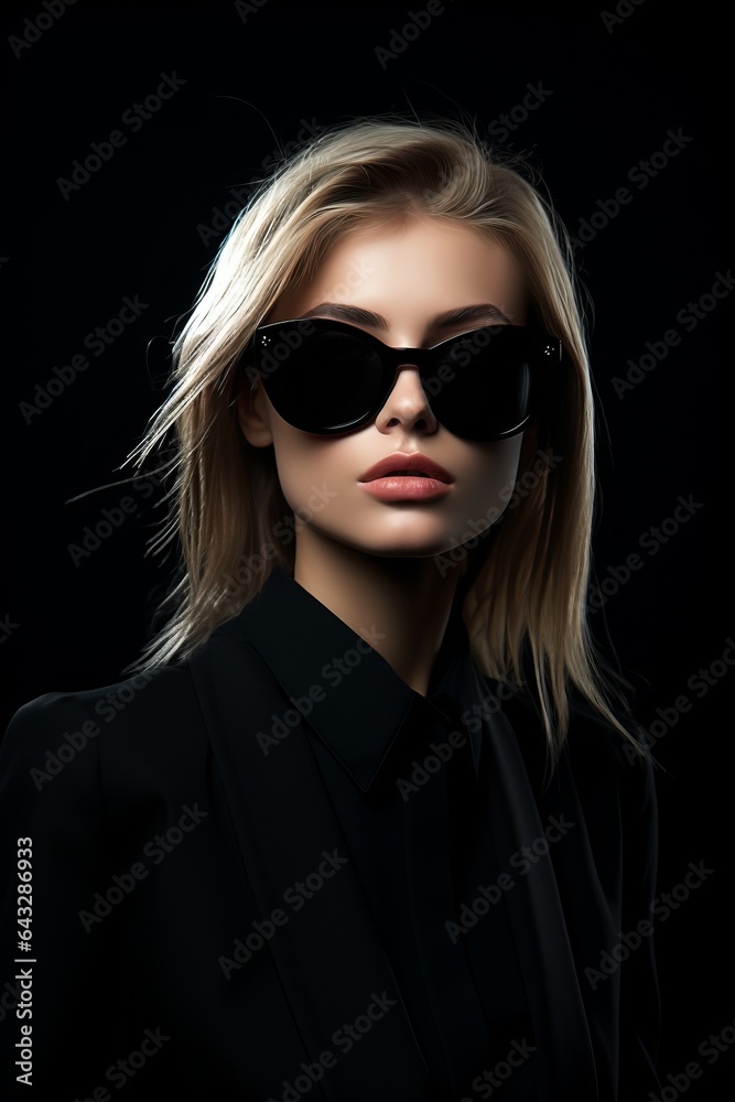 Woman wearing black sunglasses fashion Woman wearing black sunglasses fashion