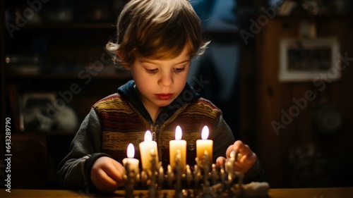 Jewish child with candles for Hunnakah