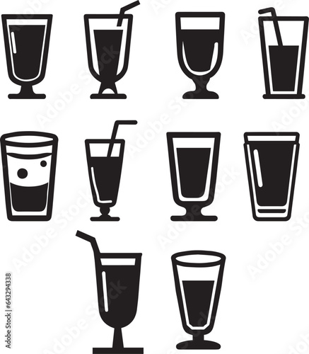 glass of juice icon vector set of group black color