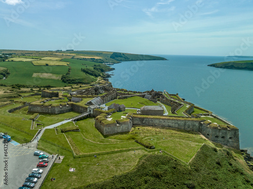 Aerial view of Charles Fort a massive star-shaped structure of the late seventeenth century with spectacular looks from the ramparts over the Kinsale Harbor photo