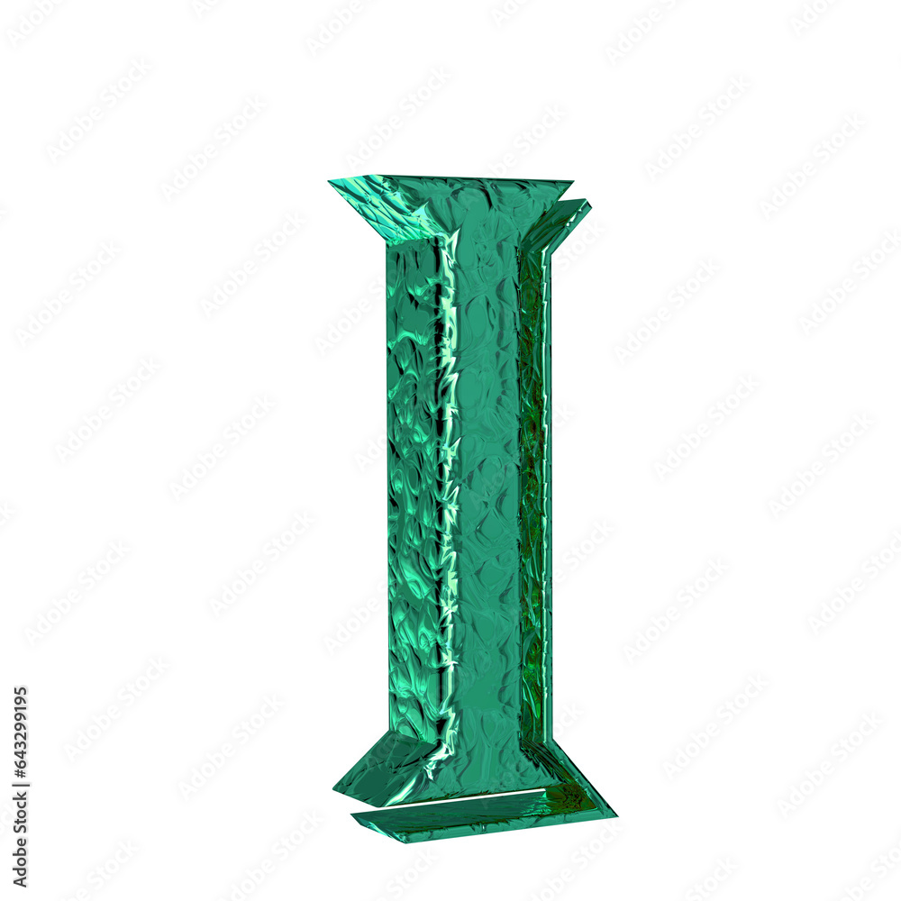 Fluted turquoise symbol. left side view. letter i Fluted turquoise symbol. left side view. letter i
