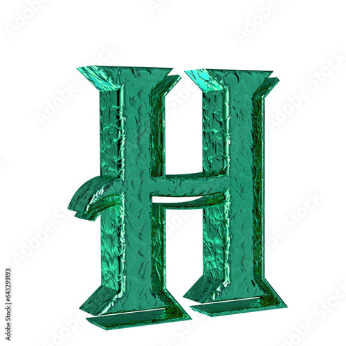 Fluted turquoise symbol. left side view. letter h