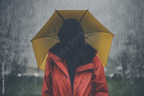 young woman with umbrella in the rainyoung woman with umbrella in the rainwoman holding umbrella on the rain photo