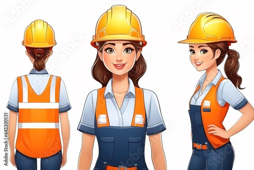 female engineer in uniform and helmetfemale engineer in uniform and helmetcartoon woman in uniform © Shubham
