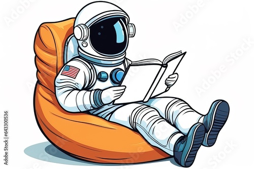 vector illustration of a man in a suit sits on a chair and reads a bookvector illustration of a man in a suit sits on a chair and reads a bookastronaut sitting in the space and reading book