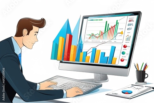 businessman working in computer, vectorbusinessman working in computer, vectorbusiness businessman in office illustration photo