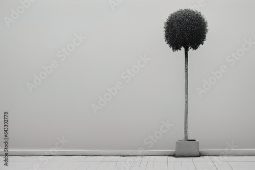 a big white cactus in a white pot on a gray wall backgrounda big white cactus in a white pot on a gray wall backgroundgray concrete plant on white background photo