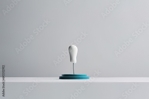 white round table with a white lamp in the room, 3 d illustrationwhite round table with a white lamp in the room, 3 d illustrationwhite ceramic lamp on blue background. minimal concept photo