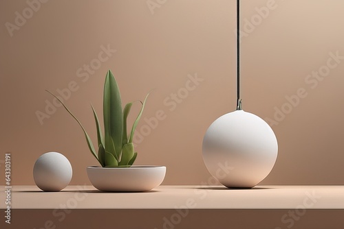 white vase and green leaf in vase with white wall background. 3 d illustration, 3 d renderingwhite vase and green leaf in vase with white wall background. 3 d illustration, 3 d renderingwhite ceramic  photo