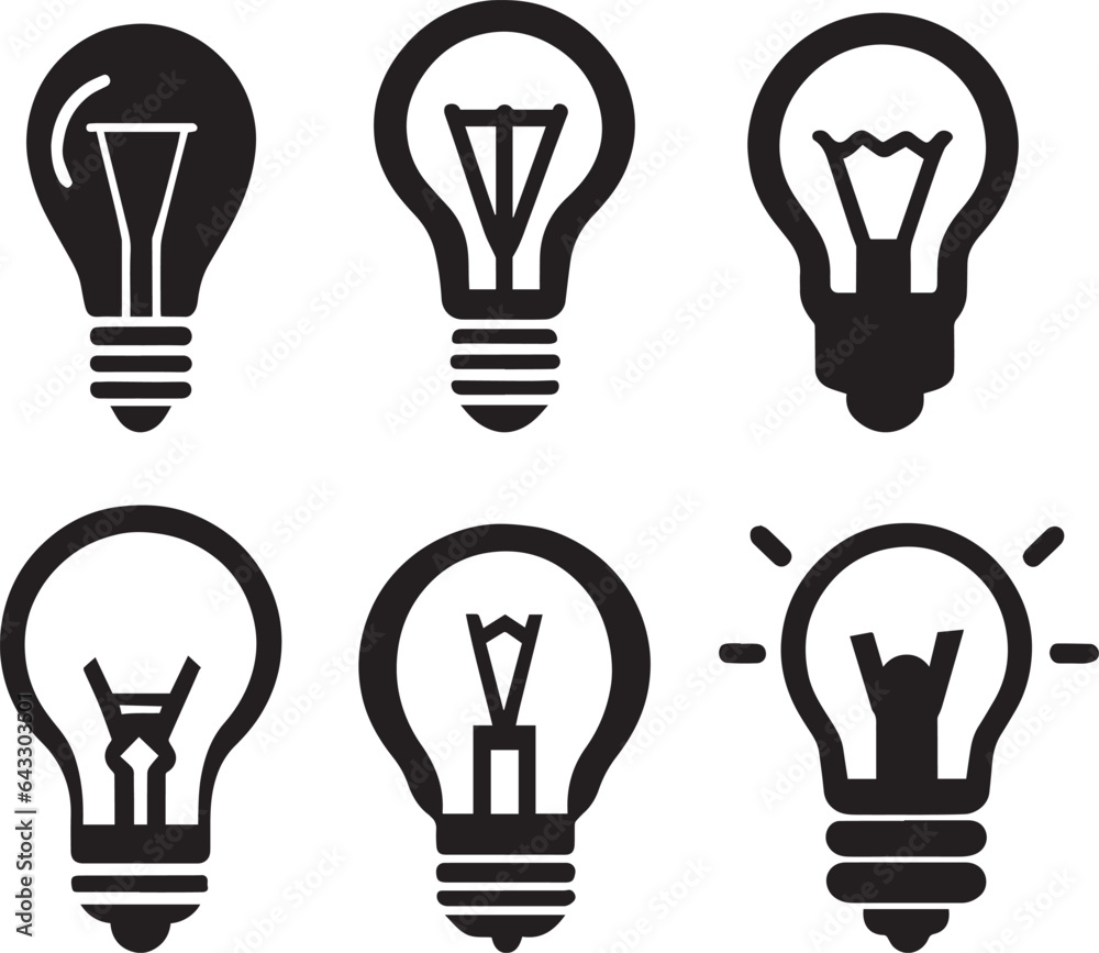 Light Bulb Icon vector art illustration a set of group black color Light Bulb Icon vector art illustration a set of group black color