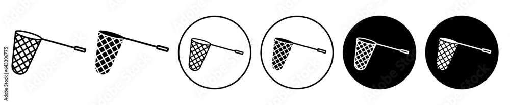 catching net icon set. butterfly or insect catcher hand net vector