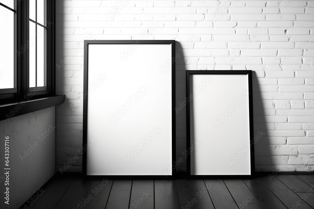Two A4 frames, one vertical and one horizontal, with a thin black frame
