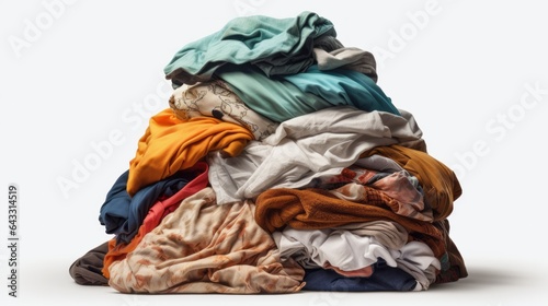 messy pile of clothes on a clean white floor