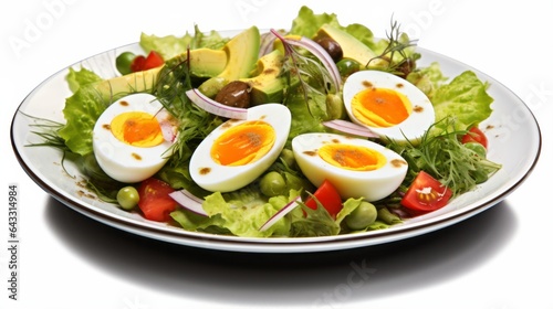 healthy salad with hard-boiled eggs