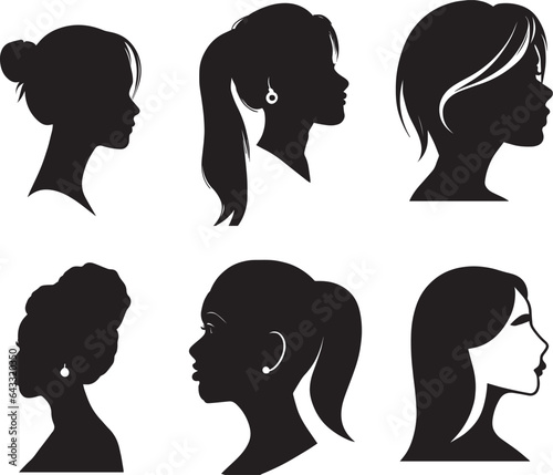 Woman side Face Profile vector illustration black color