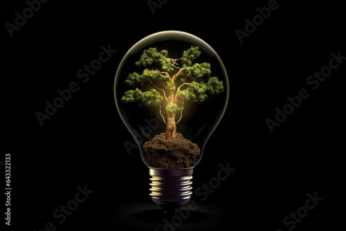 eco style lightbulb with trees inside