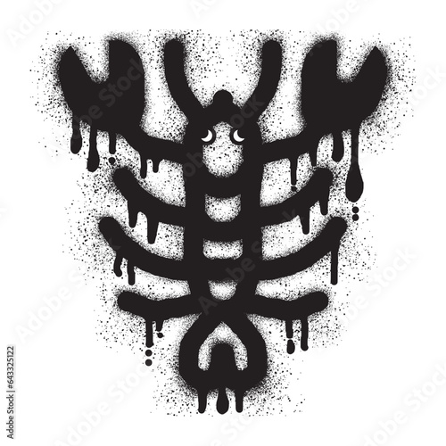 lobster graffiti with black spray paint