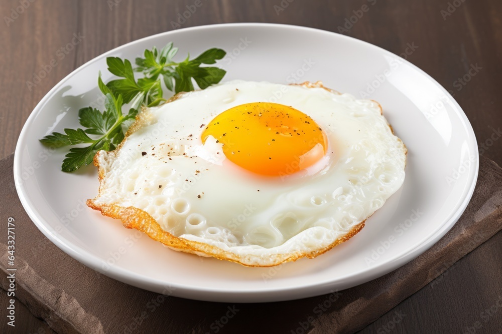 Fried eggs for breakfast. Background with selective focus and copy space Fried eggs for breakfast. Background with selective focus and copy space