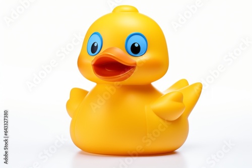 Cute little yellow rubber duck. Fun toy for baby bath.