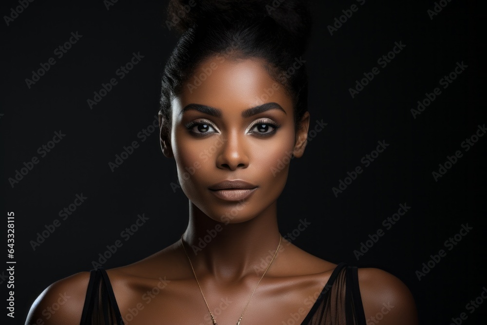 Portrait of African American woman close-up with selective focus Portrait of African American woman close-up with selective focus