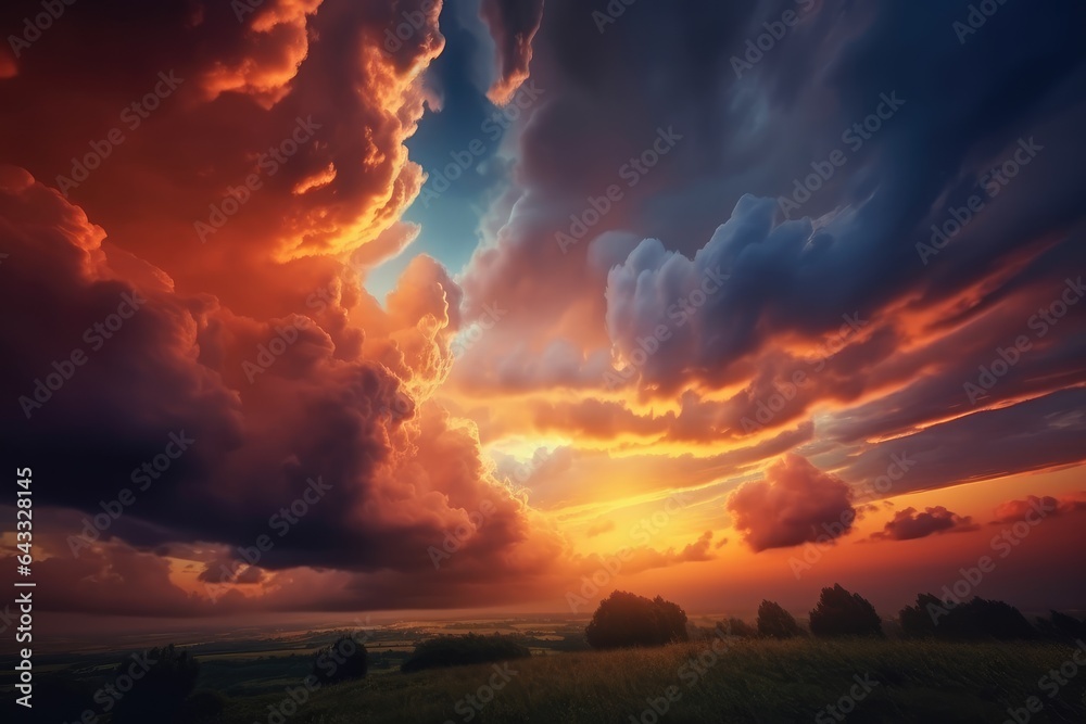 Obraz premium beautiful sunset fire cloud scenery