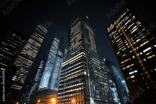 night view of high-rise buildings in modern city