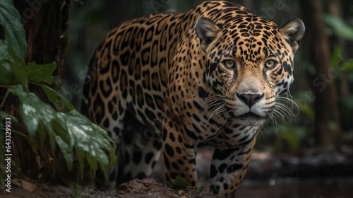 Jaguar, Panthera onca, big cat in the jungle