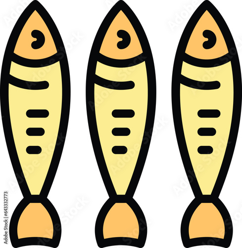 Ocean herring icon outline vector. Fish food. Can box color flat photo