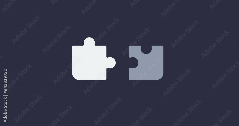 Two pieces of the puzzle fit together. Loop Animation of two puzzle pieces isolated on a blue background. Two pieces of the puzzle fit together. Loop Animation of two puzzle pieces isolated on a blue background.
