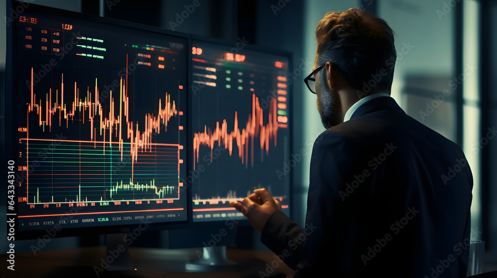 Trading online candle stick background. Trading online software with chart and graph. Candle stick with colors on stock market diagram. - obrazy, fototapety, plakaty 