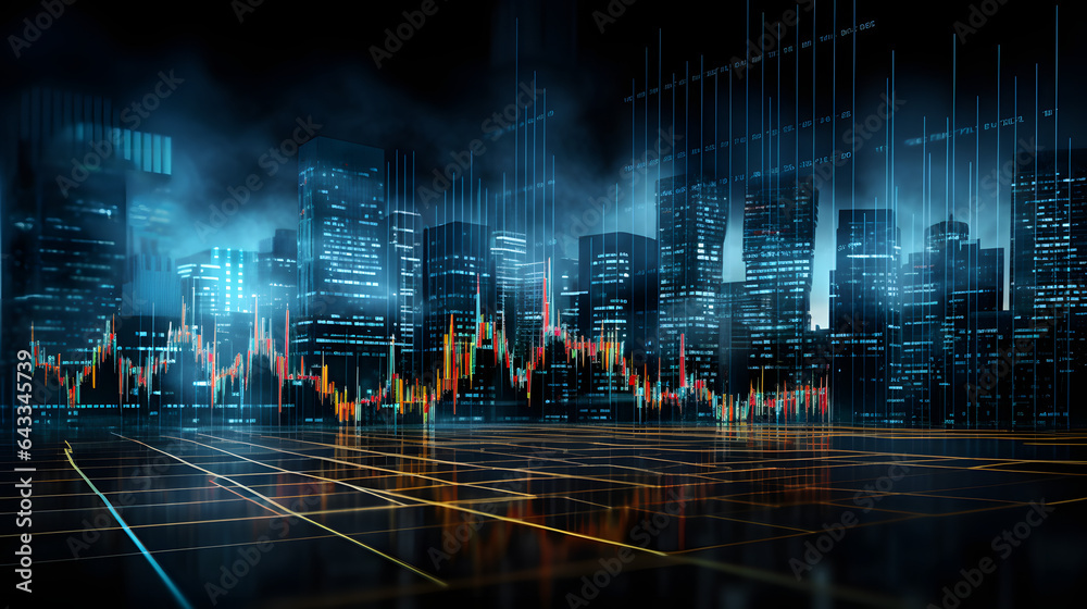 Business investment broker concept with multiple display screens with ...